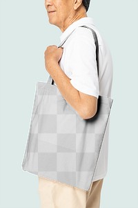 Canvas tote bag png mockup transparent casual apparel close up