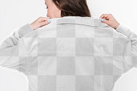 Png transparent jacket mockup for street fashion photoshoot rear view