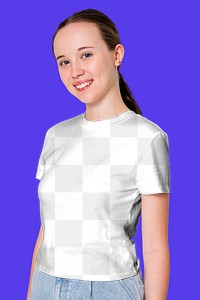 Png transparent t-shirt mockup for girls youth apparel