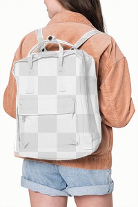 Png student backpack mockup transparent for back to school fashion shoot