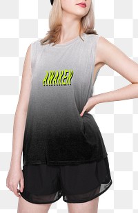 Png tank top mockup gray and black ombre streetwear fashion shoot