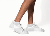 Png white canvas sneakers mockup for streetwear apparel shoot