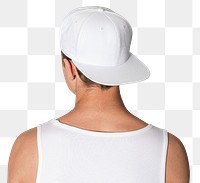 Png white snapback cap mockup for street apparel shoot rear view