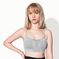 Png girls’ sports bra mockup transparent activewear photoshoot