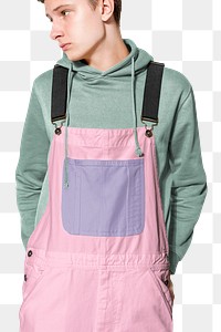 Png pink dungarees mockup street style photoshoot