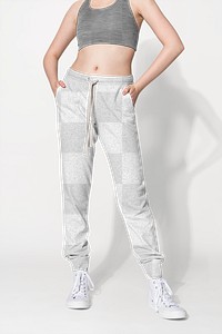 Png girls’ transparent sweatpants mockup for activewear fashion shoot