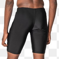 Png men’s compression shorts mockup in black for swimwear photoshoot rear view