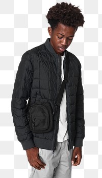 Png teenage boy in cool winter outfit on transparent background