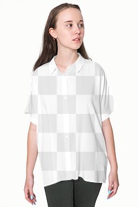 Png transparent shirt mockup for girls&rsquo; youth apparel photoshoot