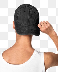 Png black cap mockup for street apparel shoot rear view