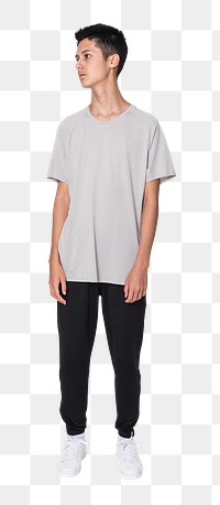 Png gray t-shirt mockup for boys youth apparel