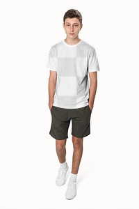 Png transparent t-shirt mockup for boys youth apparel rear view