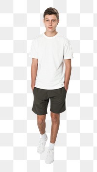 Png white t-shirt mockup for boys youth apparel