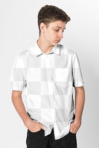 Png transparent shirt mockup for boys teen’s apparel photoshoot