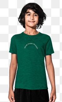 Png green t-shirt mockup for boys youth apparel