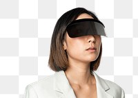 Woman wearing smart glasses png futuristic technology mockup