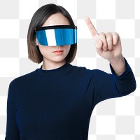 Woman wearing smart glasses mockup png futuristic technology