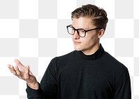 Man looking at hand png