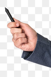 Businessman holding smart pen png mockup