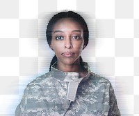Female soldier portrait mockup png