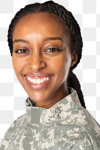 Female soldier portrait mockup png