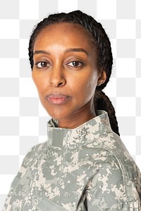 Female soldier in uniform mockup png