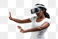 Woman with VR headset png gaming technology mockup