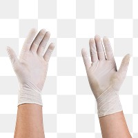 Medical gloves png mockup human hands using invisible screen