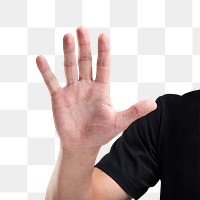 Hand pointing holding 5G mockup png transparent background
