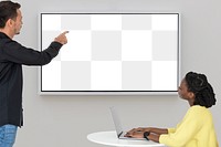 Blank png projecting screen with colleagues in a meetingsmart technology