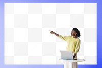 Blank projecting png screen mockup with presenter