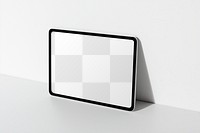 Digital tablet png screen mockup by the wall