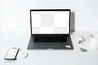 Laptop png screen mockup on a white table