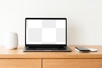 Laptop png screen mockup on a wooden table