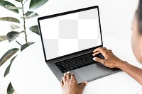 Laptop png screen mockup on a white table