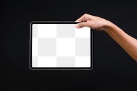 Digital tablet png screen mockup with hand