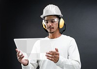 Engineer using png transparent table smart construction technology