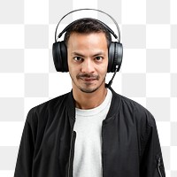 Operator with headphones png mockup