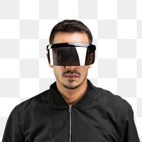 Man with smart glasses png mockup futuristic technology