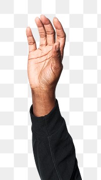 Hand showing palm gesture png with black long sleeve