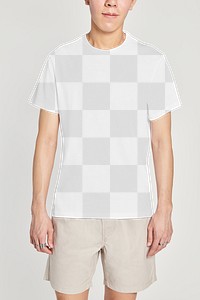 Png men's tee mockup with beige shorts