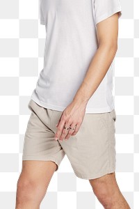 Png white tee beige shorts mockup