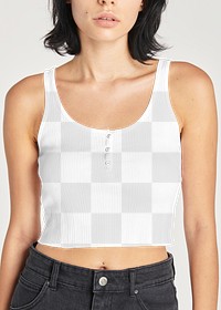 Women's crop tank top png mockup on a model