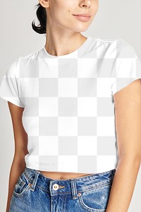 Png women's tee mockup with jeans