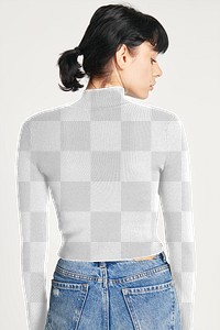 Rear view png women's high neck top mockup