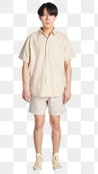 Png man in a beige shirt mockup