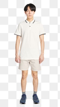 Men's collared shirt png in white