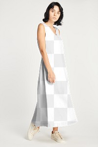 PNG woman in a minimal long dress mockup