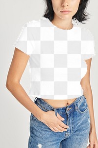 Png women's tee mockup with jeans