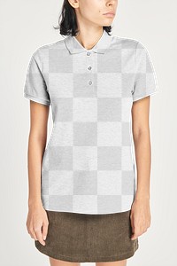 Women's polo shirt png on a model mockup